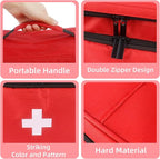First Aid Bag Empty, 5-Set with Large Medical Organizer, 3 Portable Pouches & Hanging Bag for Home Car Travel Camping Office School Outdoor Adventure Medical Supplies,Pet First Aid Kits (Red)