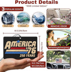 9Pcs USA 250th Anniversary Car Air Freshener, 1776-2026 Semiquincentennial Commemorative Hanging Ornament, Patriotic Double-Sided Scented Tablet, 2026 Independence Day Souvenir Gifts (Style 6)