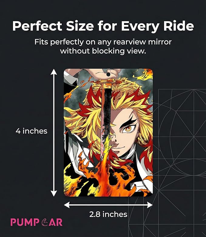 PumpCar 2 pieces double-sided Kamado Tanjiro Kyojuro Rengoku Japanese hanging Cherry-Scented car air Freshener Anime Cool for rearview mirror Car Interior Accessories Household Gifts (Kimetsu)
