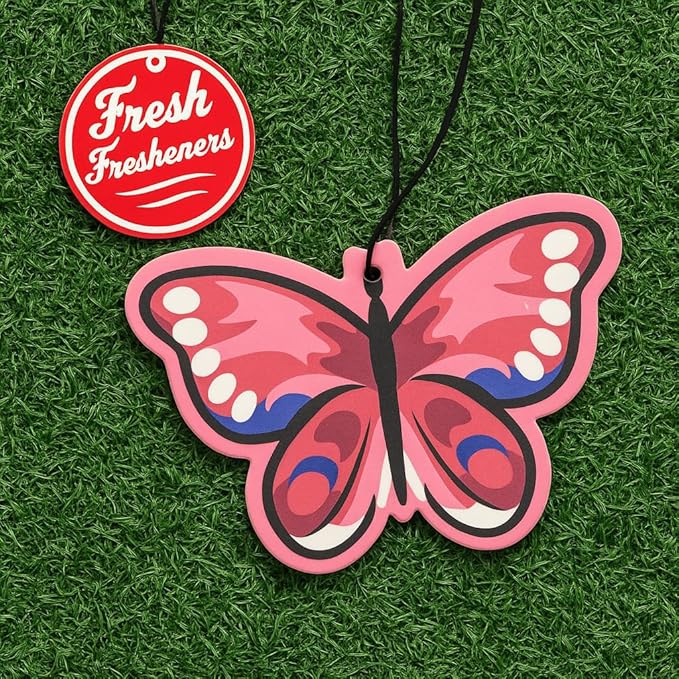 Fresh Fresheners Cute Funny Car Air Fresheners Scented With Premium Oils 4 Pack (Butterfly)