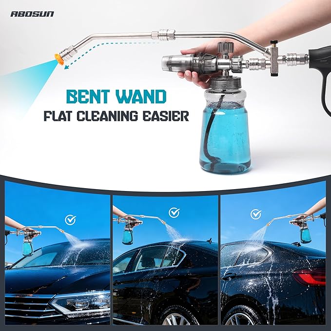 Foam Cannon Kit for Pressure Washer, Dual Connector Snow Foam Gun with Spray Gun, 5 Nozzle Tips, Curved Rods, 3/8" Swivel Quick Connect, M22-14mm & M22-15mm Adapters