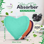 4 Pack Bamboo Charcoal Air Purifier Bags 200 Grams Each - Odor Absorber for Home, Car, Pets, Activated Charcoal Natural Freshener, Eco-Friendly & Reusable (Heart Shape)