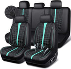 CAR PASS 3D Foam Mesh Leather Car Seat Covers Full Set, Breathable Premium Leather Seat Covers for Car,Anti Slip Universal Fit for Trucks Cars Sedans Vans SUVs, Airbag Compatible, Black Mint