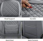 Chezope Leather Seat Covers, Grey Car Seat Covers Front Pair, Breathable Car Seat Protectors, Wear-Resistant Car Accessories, Universal Fit for Most Cars,SUVs Truck (Grey-Diamonds, Front Pair)