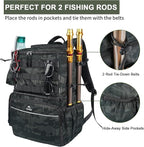 MATEIN Fishing Backpack, Water Resistant Tackle Storage Bag with Rod Holders & Cooler, Fishing Gifts for Men