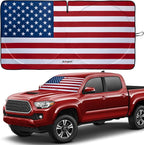 Windshield Sun Shade - American Flag Design, High-Resolution Sun Visor for Car, Truck, SUV with Mirror Cut-Out for Interior Sun Protection, Foldable Car Sun Shade (Original, Small)