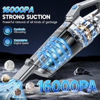 JONYJ Handheld Vacuum Cordless, 16000PA Strong Suction Hand Held Car Vacuum Cleaner, Portable Hand Vacuum Rechargeable with Multi-Nozzles & LED Light for Home, Car, Office, Pets