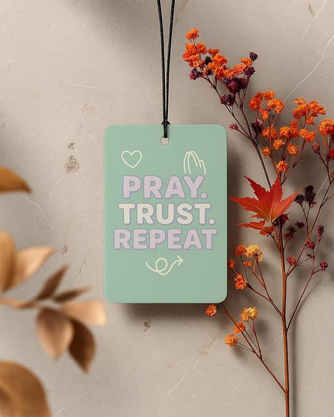 Inspirational Christian Car Air Freshener 4 Pcs Coconut Scented, Cute Religious Faith Car Accessories Mirror Decor for Women, Bible Verse Hanging Air Freshener for Cars Closet Drawer Books