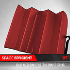 Motor Trend Red Accordion Folding Car Windshield Sun Shade - Blackout Sun Visor for Car Windshield - Foldable Jumbo Sunshade and Front Window Truck Sun Screen for UV Sun Protection - 66 x 27