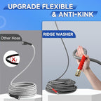 RIDGE WASHER Pressure Washer Hose 100 Feet X 3/8 Inch for Hot and Cold Water, Non Marking Gray Power Washer Hose, M22 14 mm to 3/8 Inch Quick Connect, 4000 PSI