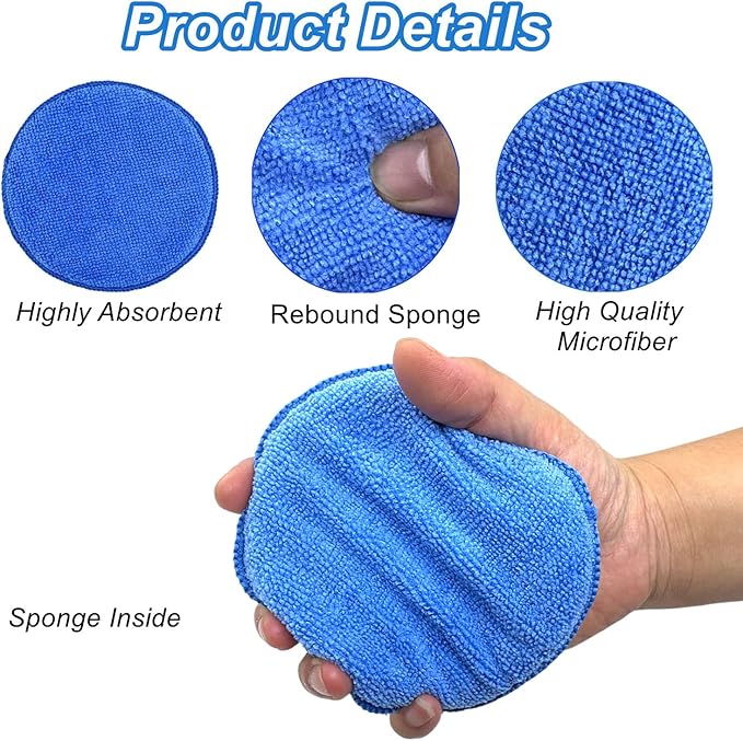 8-Pack 5" Microfiber Wax Applicator Pads & Professional Car Wax Applicator, Foam Polishing Pads for Car Fine Polishing & Cleaning