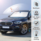 Windshield Sun Shade Compatible with 2018-2024 2025 2026 BMW X3 Accessories Foldable Sunshade Sun Blocker Protect Car from Sun Rays & Heat Damage