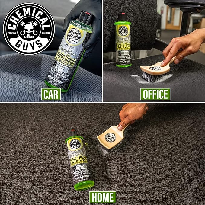 Chemical Guys CWS20316 Foaming Citrus Fabric Clean Carpet & Upholstery Cleaner (Car Carpets, Seats & Floor Mats), 16 fl oz, Citrus Scent + ACCG25 Induro 7 Heavy Duty Nifty Interior Brush