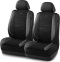 Skechers Air-Cooled Memory Foam Seat Covers,Mesh Thick Car Seat Covers,Piping Leather Car Seat Covers Front Seats,Airbag Compatible,Automotive ComfortUniversal Fit Most Cars,Vans,Truck,SUV,Gray