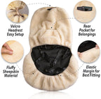 ZONETECH Sheepskin Seat Covers Fuzzy Car Seat Covers Ivory Australian Merino Wool Fluffy Fur Auto Accessories All Season Protection for Your Seats Universal Fits Most Car SUV Airbag Compatible