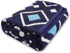 PuTian Merino Wool Blanket - 51" x 63" Thick Warm Soft Twin Wool Throw - Great for Bed, Camping, Outdoor, Car, Pets, Travel, Blue Check