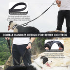 Hotsky Tactical Dog Leash Heavy Duty for Medium Large Dogs that Pull,4-6Ft Strong Bungee Shock Absorbing No Pull Dog Leash with Padded Double Handle and Car Seatbelt,Black
