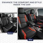 Skechers Memory Foam Leather Car Seat Covers, Air Cool Mesh Thick Seat Covers, Car Seat Covers Front Seats, Airbag Compatible, Automotive Comfort for Most Cars, Vans, Trucks, SUV,Orange