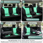 FH Group Automotive Car Seat Covers Rear Set Premium 3D Air Mesh Seat Covers, Airbag Compatible and Split Bench Cover Universal Fit Interior Accessories for Cars Trucks and SUVs - Mint