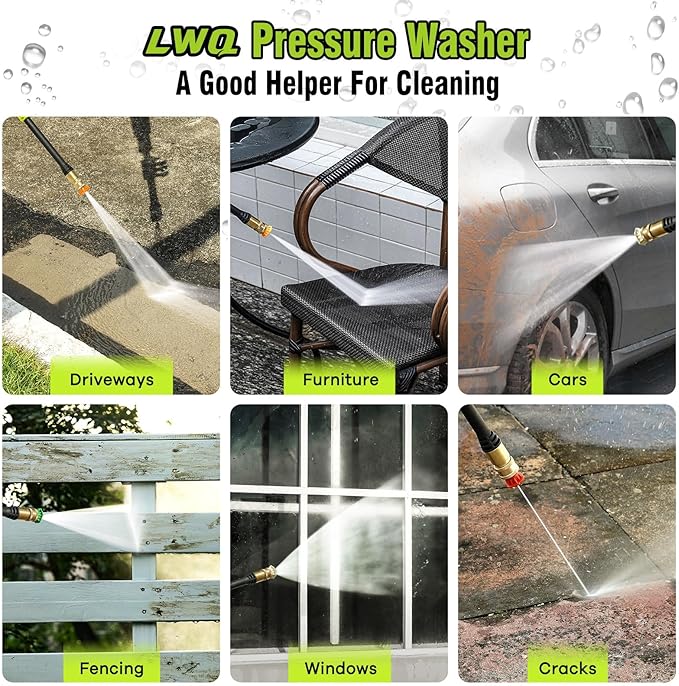 Pressure Washer, Portable Power Washer, 4 Quick Connect Nozzles, High Pressure Cleaning Machine for Car Fence Driveway Patio Washing and More