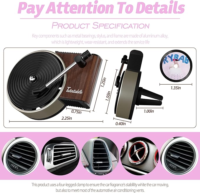 Personalized Custom Car Air Freshener, Double Sided Custom Photo, Record Player Shaped Fragrance Vent Clip, Unique and Cute Car Interior (Customize, 12PCS1)