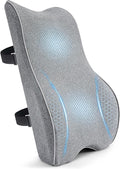 Lumbar Support Pillow for Office Chair, Back Support Pillow with Memory Foam, Relieves Back Pain, Removable Washable Cover & Adjustable Strap, for Car/Gaming Chair,Gift-Grey