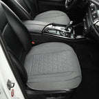 West Llama Linen Front Car Seat Cover Protector Anti-Slip Bottom Seat Cover Fits 95% of Vehicles,Wrapping Around The Bottom,Triangular Pattern(Gray-2Pcs)