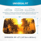 BDK Golden Sunset Palm Trees Front Windshield Sun Shade Accordion Folding Cute Car Window Shades for Truck & Car Sunshade Shield for Sun UV Rays - Visor Protector Keeps Vehicle Cool - 58 x 27 inches