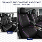Skechers Air-Cooled Memory Foam Seat Covers,Mesh Thick Car Seat Covers,Piping Leather Car Seat Covers Front Seats,Airbag Compatible,Automotive Comfort Universal FitMost Cars,Vans,Truck,SUV,Purple