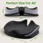 Benazcap Large Seat Cushion for Office Chair Memory Foam Coccyx Pain Relief Cushion Pillow for Back Support Non-Slip Seat Pad for Office Desk, Car Seat, Wheelchair, Sciatica