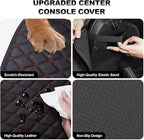 Upgraded Car Center Console Cover Fit for Tacoma Faux Leather Car Armrest Cover Cushion with 2 Storage Bags,Car Armrest Storage Box Interior Accessories(Black&Redline,F)