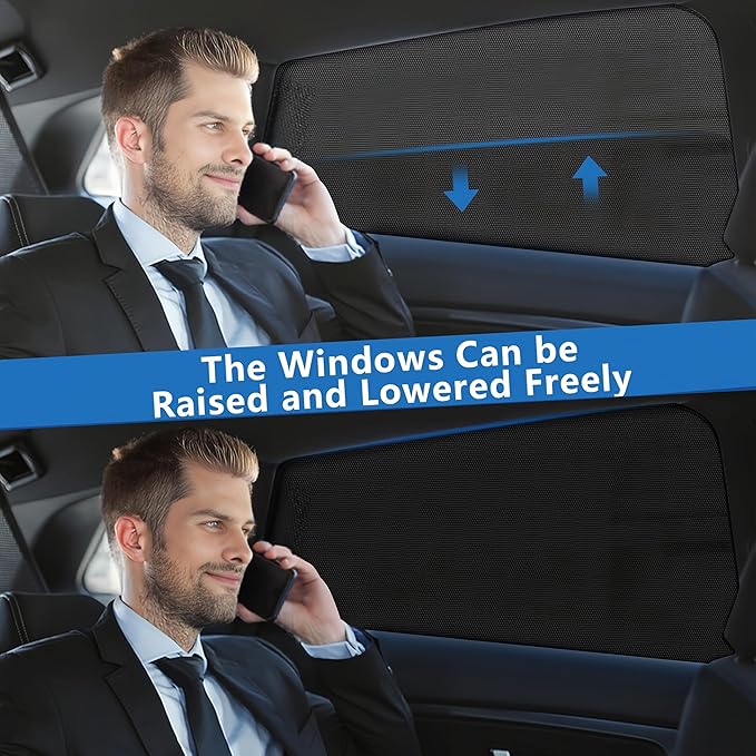 Car Window Sun Shade Cover -2 Pack Breathable Mesh Rear Side Window Shade Sunshade UV Protection for Baby Kids Pet Size M, Mosquito Net Curtain Fit for Most(95%) of Cars, Cover Full Window