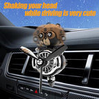 2Pcs Car Air Fresheners, Cute Bear Pilot Automotive Air Outlet Creative Car Perfume Diffuser, Automotive Accessories Air Vent Decoration with 8 Fragrant Tablets (Black 5+Black 5)
