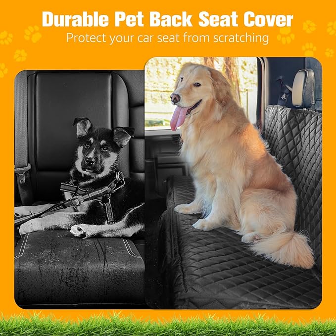 PETICON Dog Car Seat Covers for Truck Ford f150/Ram1500/GMC Canyon/Silverado, Waterproof Pet Back Seat Cover for Trucks, Scratchproof Nonslip Durable Rear Seat Cover for Dogs