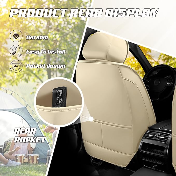 Car Seat Covers Fit for Infiniti g37 2000-2026, Stylish Sport Seat Covers, Waterproof Wear-Resistant Premium Nappa Leather Car Seat Cover.(Full Set/Beige)