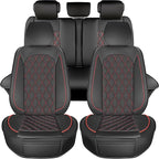 LINGVIDO Car Seat Covers Full Set (5 Seats) - Premium Perforated Nappa Leather, Waterproof Shield, Omni-Adapt Fit SUVs Sedans, Ultimate Family & Pet Protection