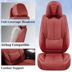 Coverado Universal Seat Covers Front, Universal Seat Covers for Cars, 2-Pack Waterproof Nappa Leather Car Seat Covers with Head Pillow, Auto Protectors Fit for Most Sedans SUV Pick-up Truck-Red