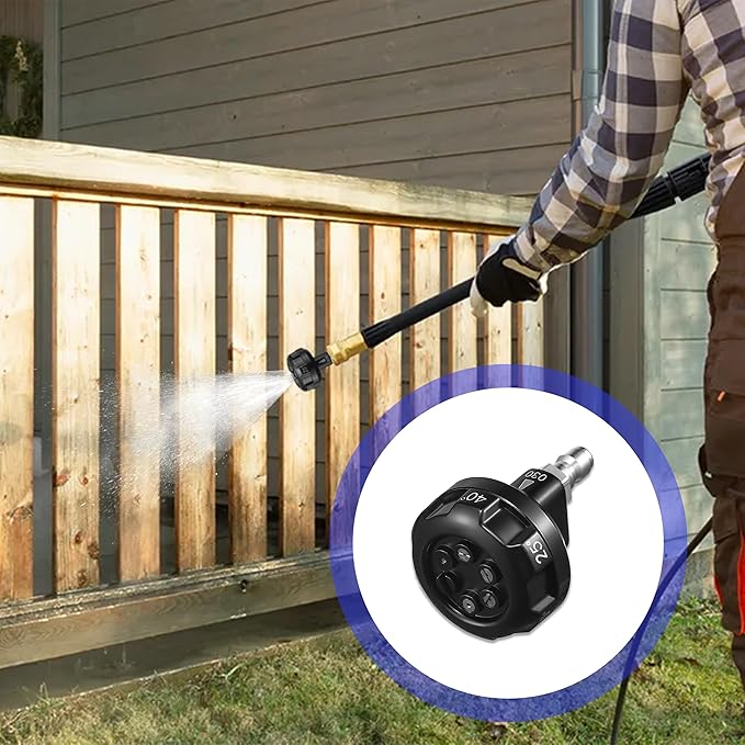 RIDGE WASHER Turbo Nozzle for Pressure Washer, Pressure Washer Nozzle, 6-in-1 Quick Changeover with 1/4'' Quick Connect