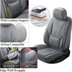 Chezope Car Seat Covers Full Set, Grey Leather Seat Covers, Breathable Front and Back Car Seat Protectors, Wear-Resistant Seat Covers Universal Fit for Most Cars SUV Truck (Grey-Solid, Full Set)