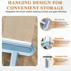 Pet Hair Remover for Furniture, Reusable Lint Roller for Dog and Cat Hair - 20.5" Multifunctional Fur Removal Tool with Long Handle Squeegee Gentle on Couch Carpets Clothes Bedding (Bl, Hand Operate)