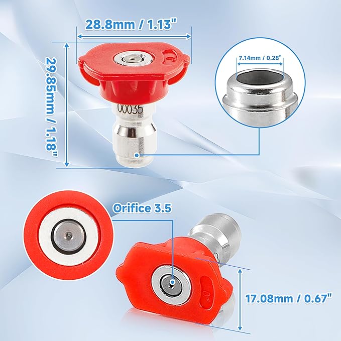 Tool Daily Pressure Washer Tips, Set of 7 Power Washer Nozzle Tips Multiple Degrees, 1/4 Inch Quick Connect, 3.5 GPM