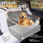 Dog Car Seat for Small Dog with Washable Mat, Memory Foam Booster Seat for Dogs Under 55lb, Elevated Pet Seat with Pockets, Anti-Slip Bed for Car, Perfect for Back Seats & Trunk with 2 Safety Leashes