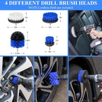AUTODECO 31Pcs Car Detailing Brush Set, Car Detailing Kit, Auto Detailing Drill Brush Set, Car Detailing Brushes, Car Wash Cleaning Tools Kit for Interior, Exterior, Wheels, Blue