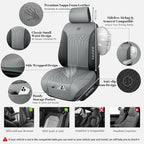 CAR PASS Car Seat Protector, 2 Pack Sideless Nappa Leather Seat Covers for Cars, All Season Waterproof Breathable Front Seats Cushion with Storage Pocket Universal Fit Vehicle Car SUV Truck, All Gray