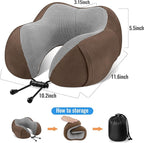 CloudBliss Travel Pillow Premium Memory Foam, Comfortable & Supportive Neck Pillow, Neck Pillows for Sleeping Travel, Airplane Pillow for Sleeping Airplane, Car, Office and Home（Black & Brown）
