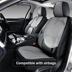 Car Seat Cover Set, Black and Gray, Automotive Interior Accessories, with Lumbar Support, Premium Nappa Leather, Waterproof, Protects and Upgrades Your Car Interior, Fits Most Vehicles