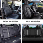 AOMSAZTO Upgrade for Tesla Model Y Seat Covers, Half Surround Bling Diamond Leather Seat Protectors, Airbag Compatible & Custom Fit 2020 2021 2022 2023 2024 5-Seater Full Set, Easy to Install