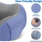 CloudBliss Travel Pillow Premium Memory Foam, Comfortable & Supportive Neck Pillow, Sleeping Neck Pillows for Travel, Airplane Pillow for Sleeping Airplane, Car, Office and Home（Blue）