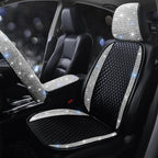Luxury PU Leather Car Seat Cover Protector Bling Rhinestones Diamond Front Car Seat Protector Pad for Girls Women or Ladies Auto Sparkling Crystal Universal Interior Accessories White 1 Seat