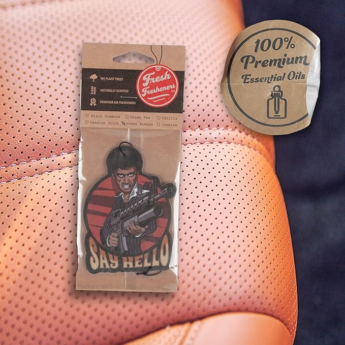 Fresh Fresheners Cute Funny Car Air Fresheners 4 Pack Scented with Premium Oils (Scarface)